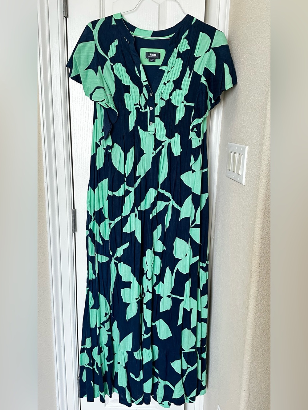 Maeve by Anthropologie Mint Floral Maxi Dress